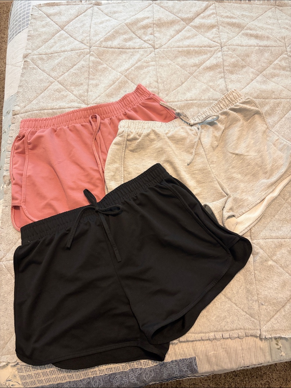 Women's Athletic Drawstring Shorts - Black, Pink, Gray